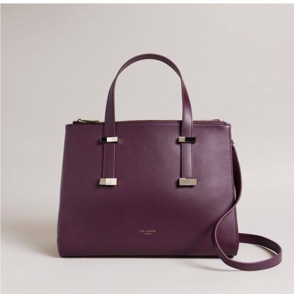 Ted Baker Judith Tote Bag Burgundy with Rose Gold Hardware